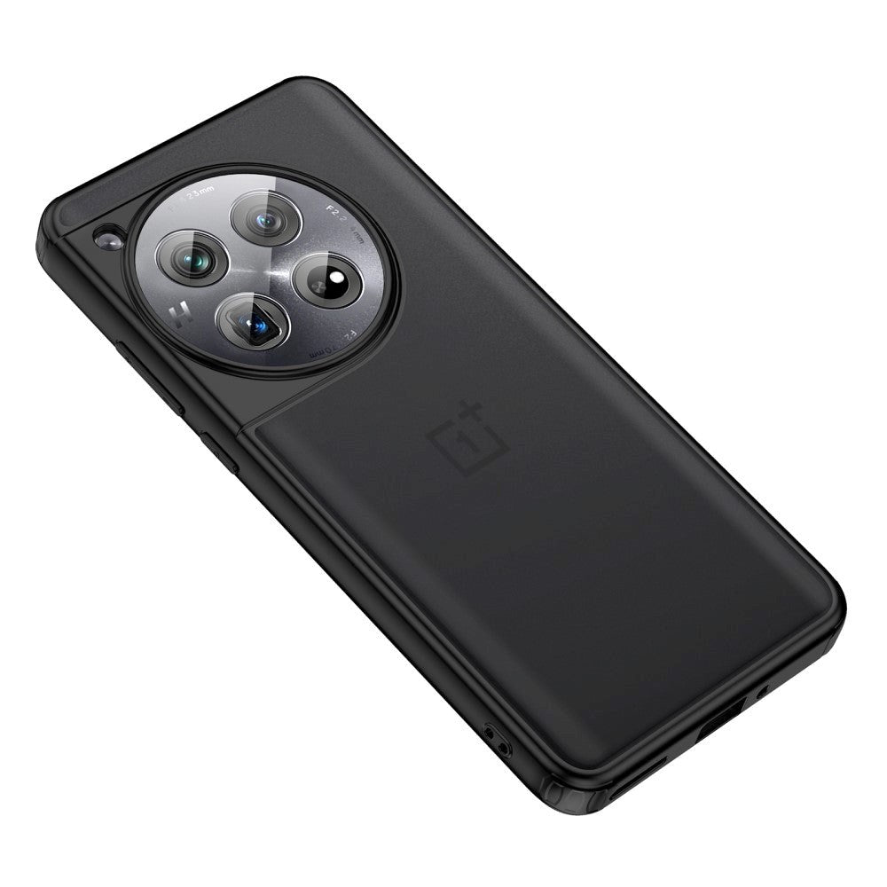OnePlus 12 Hårdt Plastik Bagside Cover - Gennemsigtig / Sort Kant