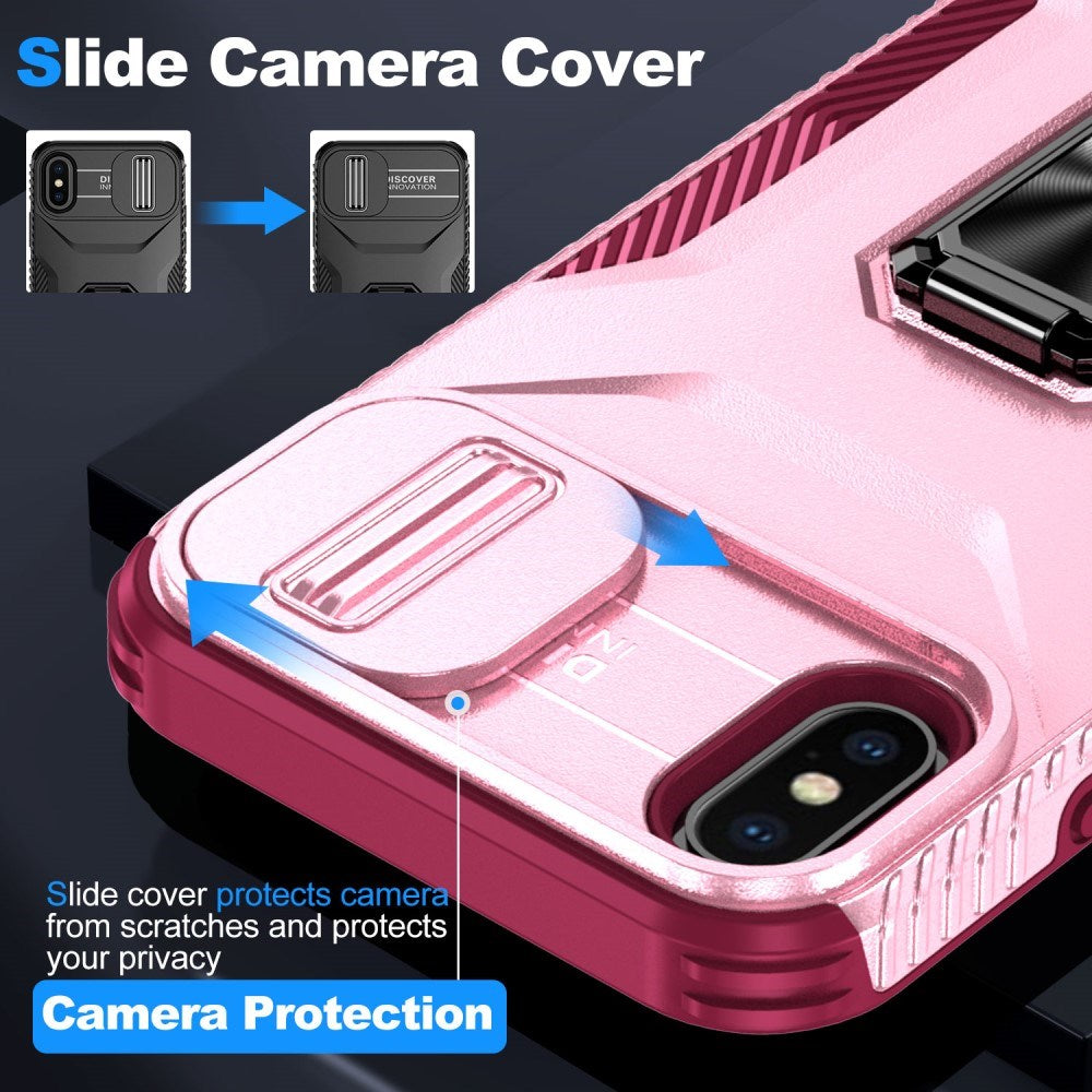 EIDERWOOD iPhone X / XS Håndværker Bagside Cover m. Magnetisk Kickstand & Cam Slider - Lyserød