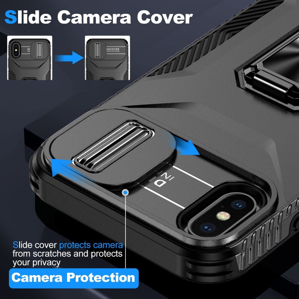 EIDERWOOD iPhone X / XS Håndværker Bagside Cover m. Magnetisk Kickstand & Cam Slider - Sort