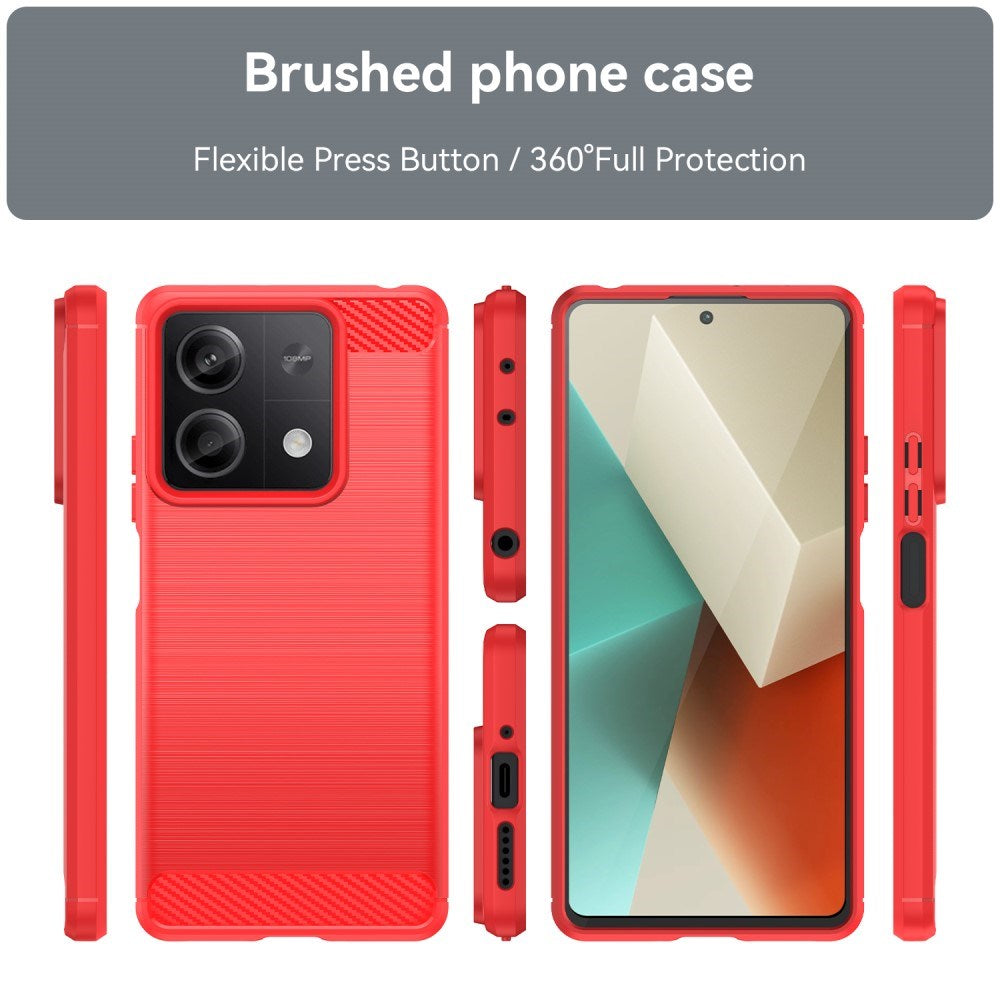 Xiaomi Redmi Note 13 (5G) Brushed Carbon Bagside Cover - Rød