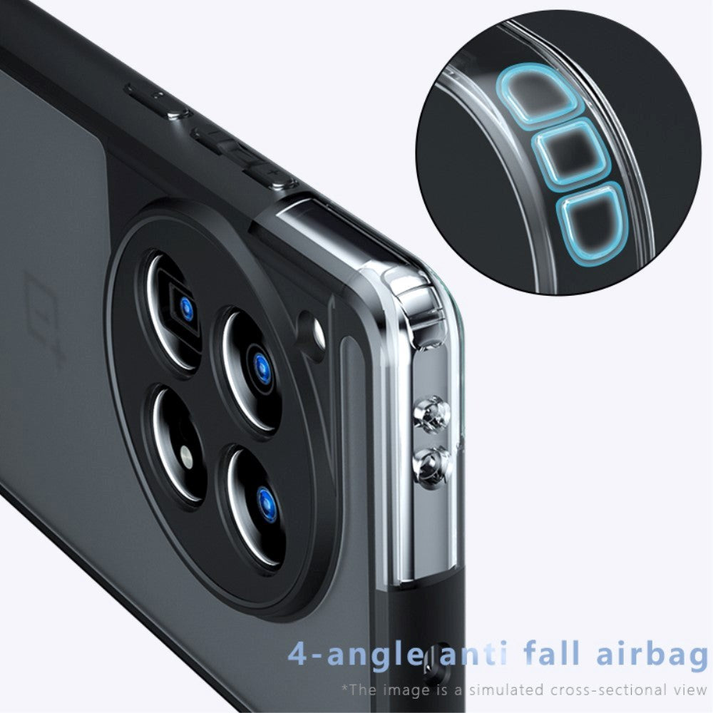 OnePlus 12 Hybrid Plastik Bagside Cover - Gennemsigtig / Sort