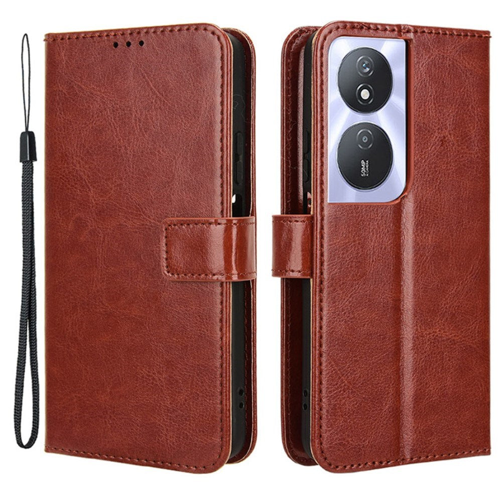 Honor X7b / 90 Smart - EIDERWOOD Kunstlæder Flip Cover m. Strop - Brun