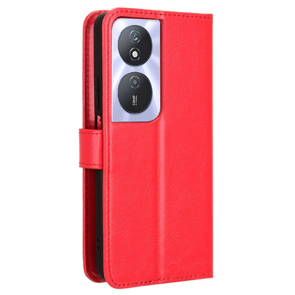 Honor X7b / 90 Smart - EIDERWOOD Kunstlæder Flip Cover m. Strop - Rød