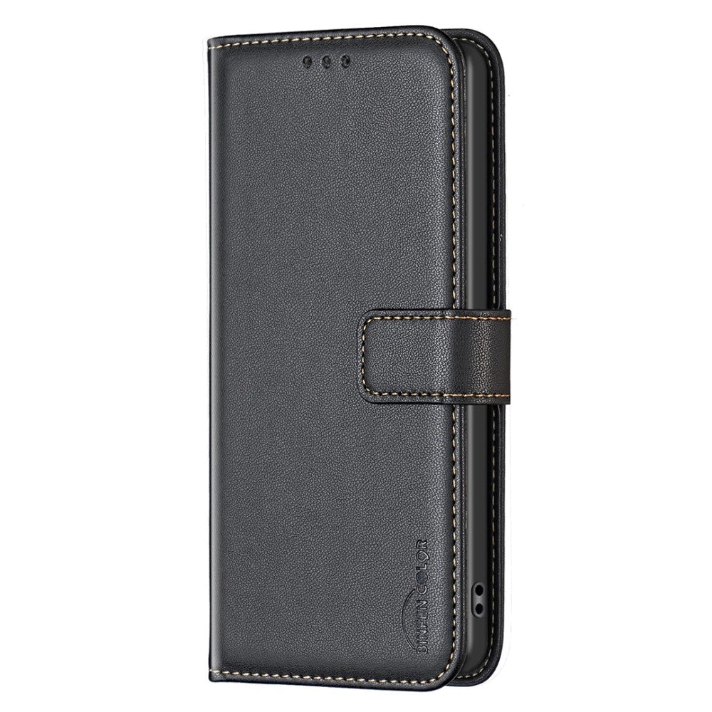 Motorola Moto G24 Kunst Læder Flip Cover m. Ståfunktion & Kortholder - Sort