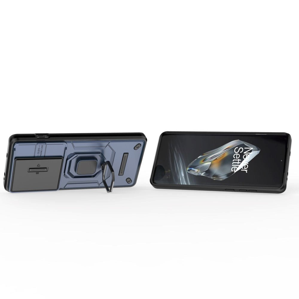 OnePlus 12 Håndværker Bagside Cover m. Magnetisk Kickstand & Cam Slider - Blå