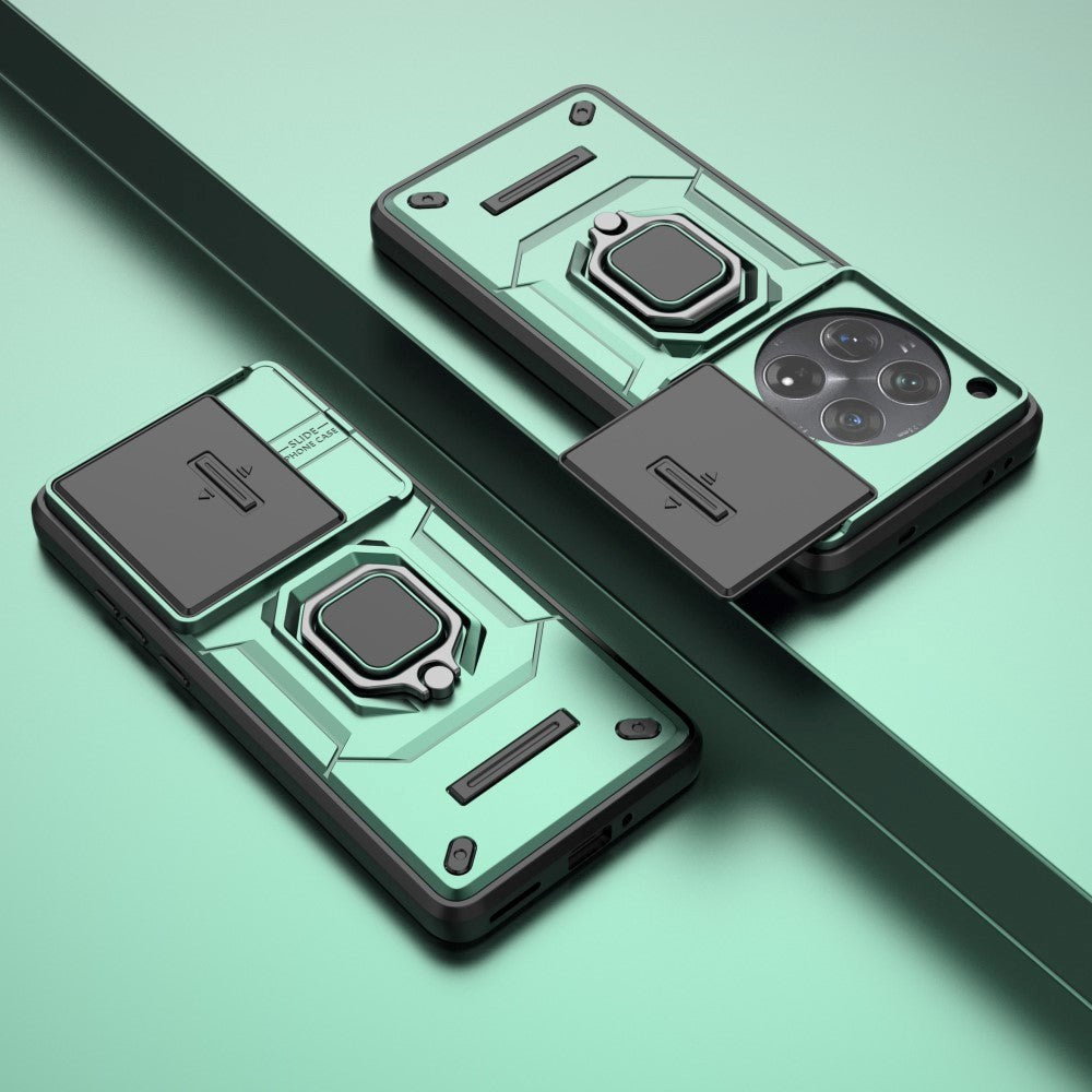 OnePlus 12 Håndværker Bagside Cover m. Magnetisk Kickstand & Cam Slider - Grøn