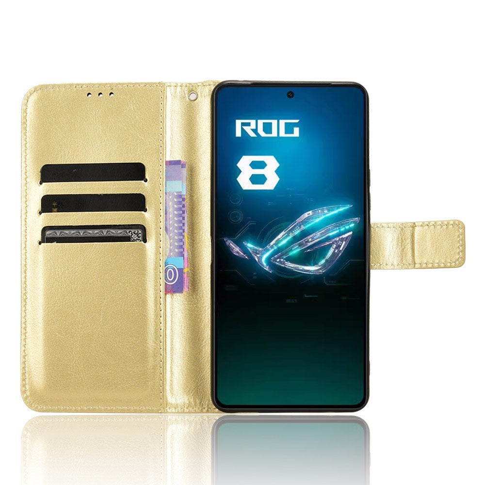 EIDERWOOD Asus ROG Phone 8 / 8 Pro Læder Flip Cover m. Pung & Strop - Guld