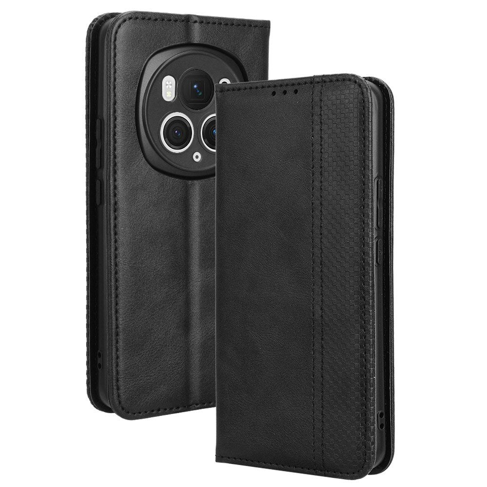 Honor Magic6 Pro (5G) - EIDERWOOD Magnetisk Kunstlæder Flip Cover - Sort