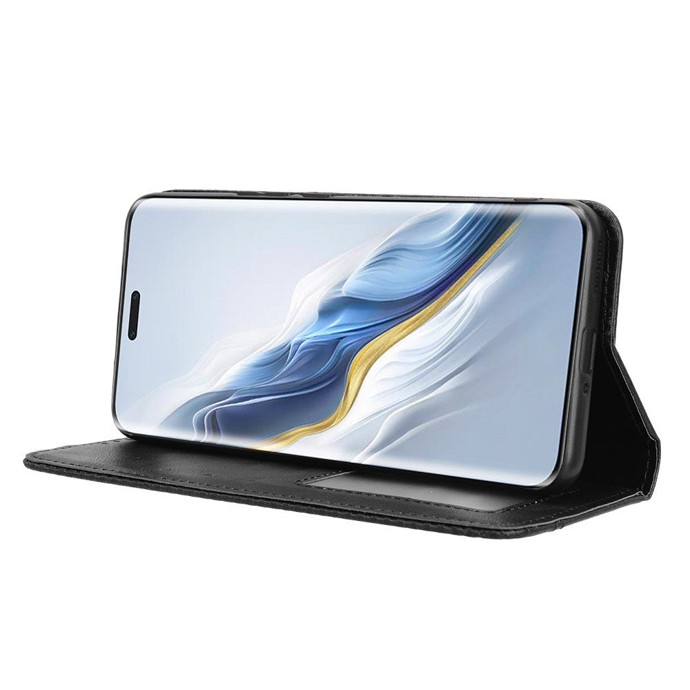 Honor Magic6 Pro (5G) - EIDERWOOD Magnetisk Kunstlæder Flip Cover - Sort