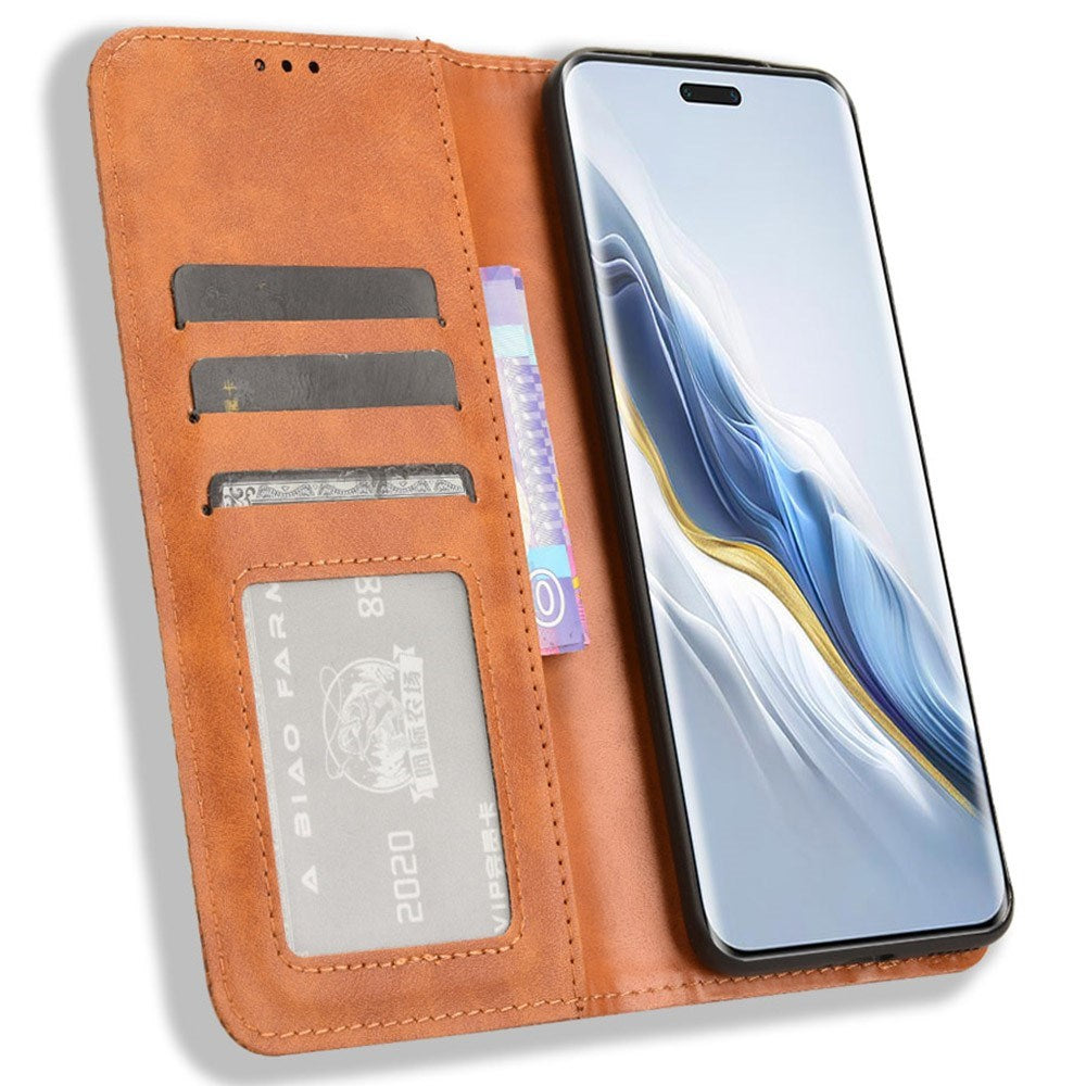 Honor Magic6 Pro (5G) - EIDERWOOD Magnetisk Kunstlæder Flip Cover - Brun