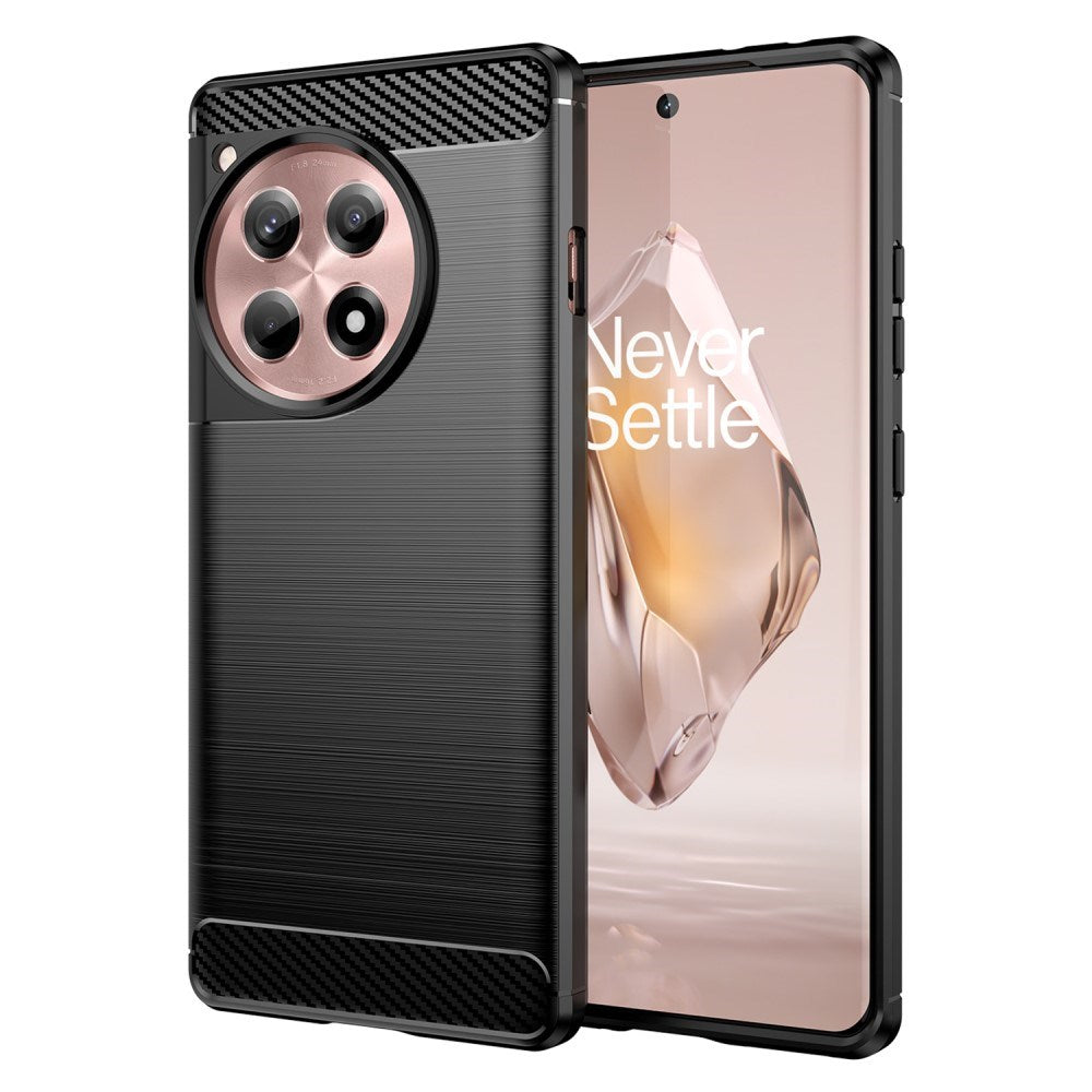 OnePlus 12R Brushed Carbon Bagside Cover - Sort