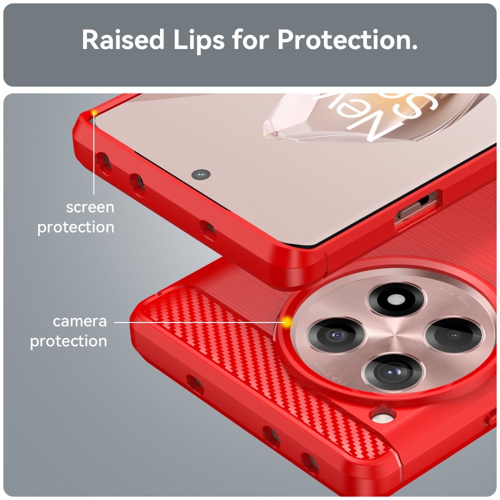 OnePlus 12R Brushed Carbon Bagside Cover - Rød
