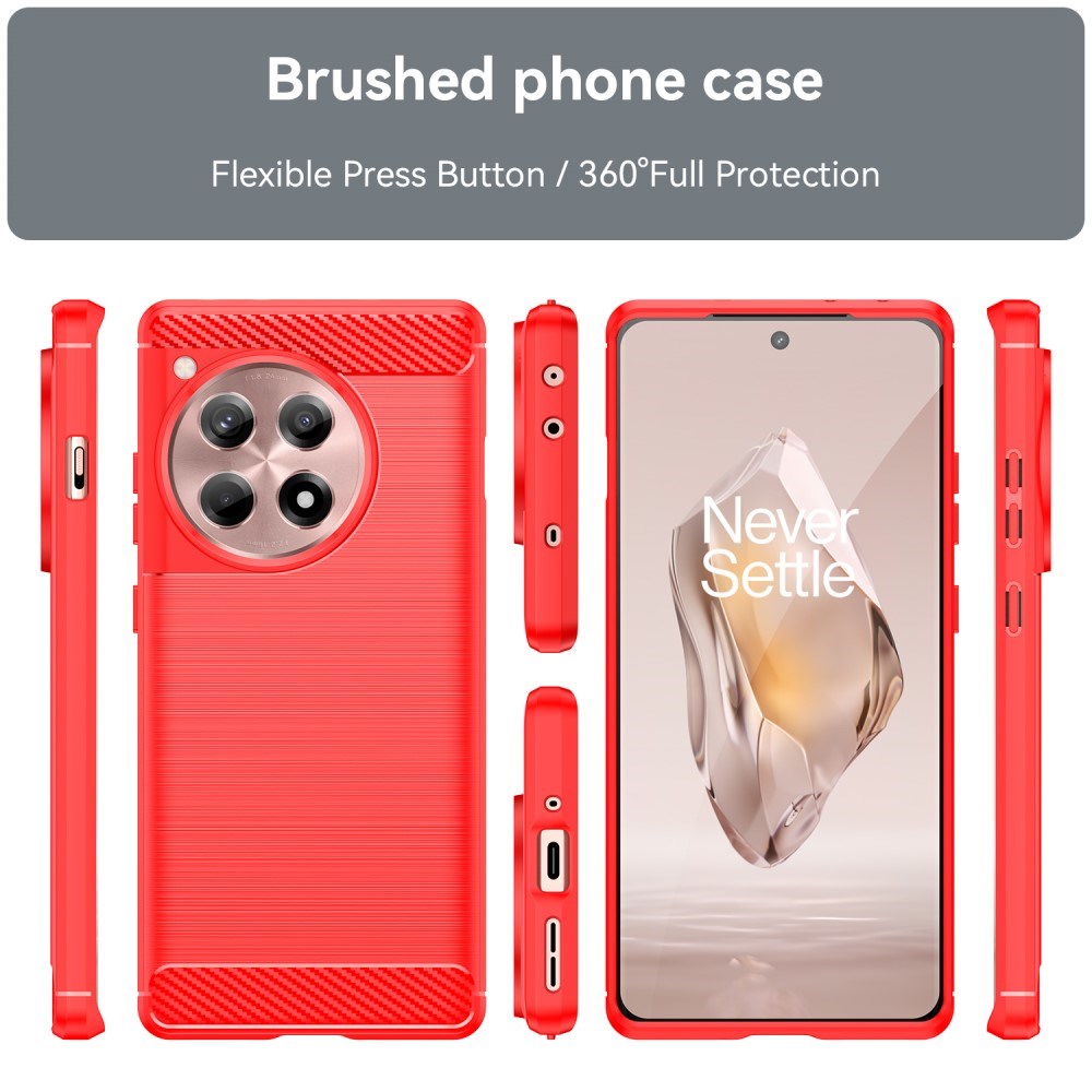 OnePlus 12R Brushed Carbon Bagside Cover - Rød
