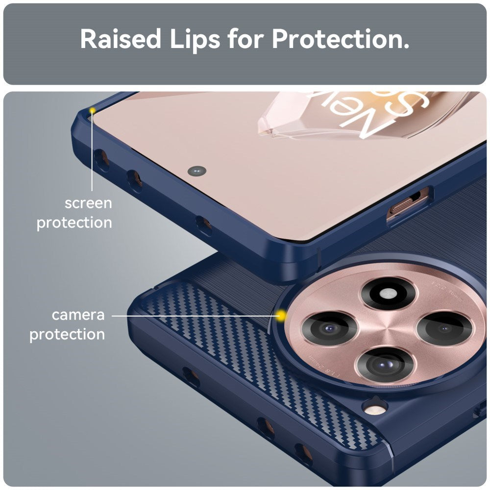 OnePlus 12R Brushed Carbon Bagside Cover - Blå