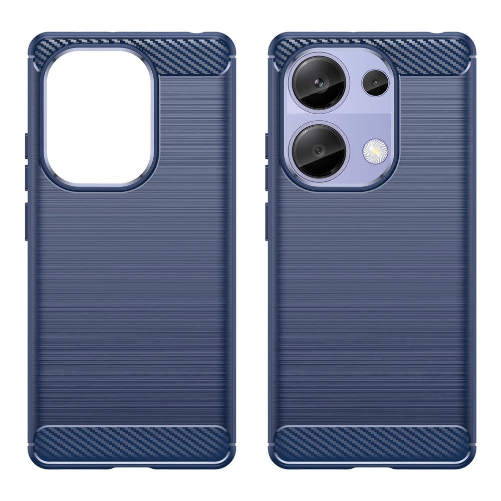 Xiaomi Redmi Note 13 Pro (4G) / Poco M6 Pro Brushed Carbon Fiber Fleksibelt Plastik Bagside Cover - Blå