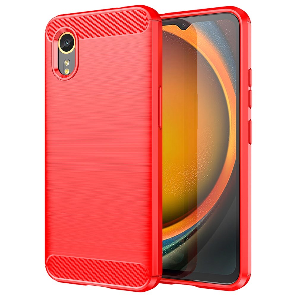 Samsung Galaxy Xcover 7 - EIDERWOOD Brushed Carbon Fiber Fleksibelt Plastik Cover - Rød
