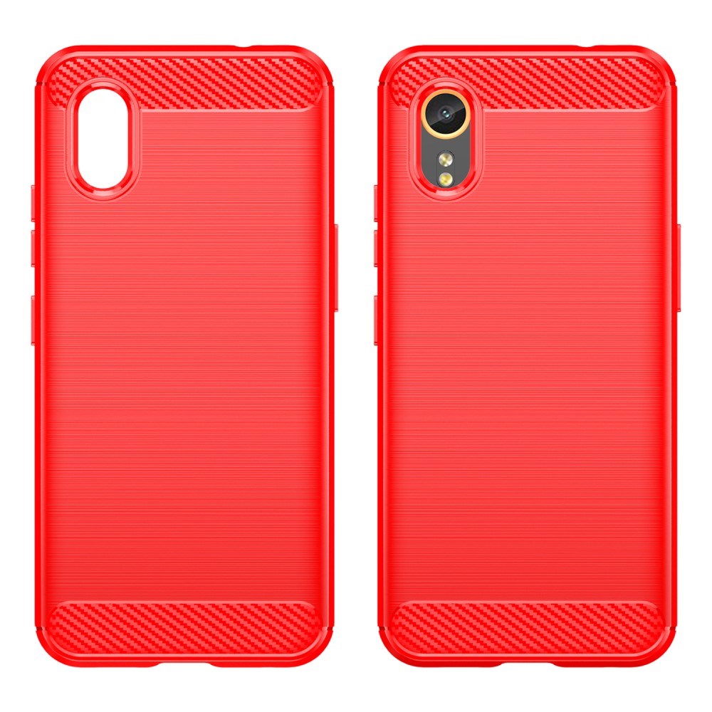 Samsung Galaxy Xcover 7 - EIDERWOOD Brushed Carbon Fiber Fleksibelt Plastik Cover - Rød