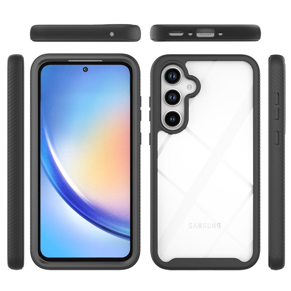 Full Protection Case til Samsung Galaxy A35 (5G) med Beskyttelsesfilm - Gennemsigtig / Sort Kant
