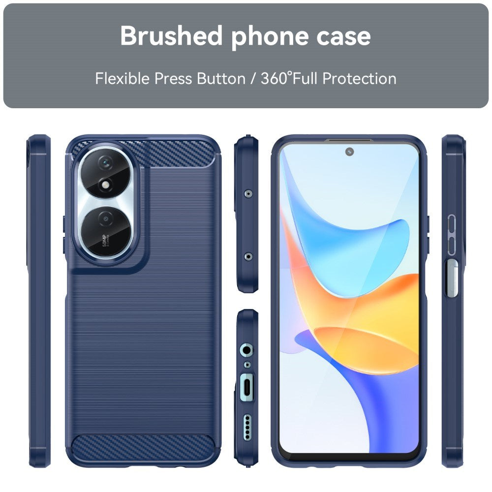 Honor X7b / 90 Smart - EIDERWOOD Brushed Carbon Fiber Fleksibelt Plastik Cover - Blå