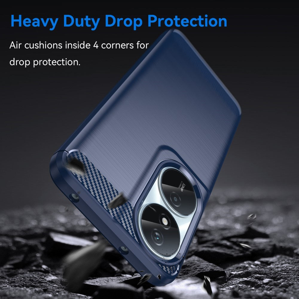 Honor X7b / 90 Smart - EIDERWOOD Brushed Carbon Fiber Fleksibelt Plastik Cover - Blå