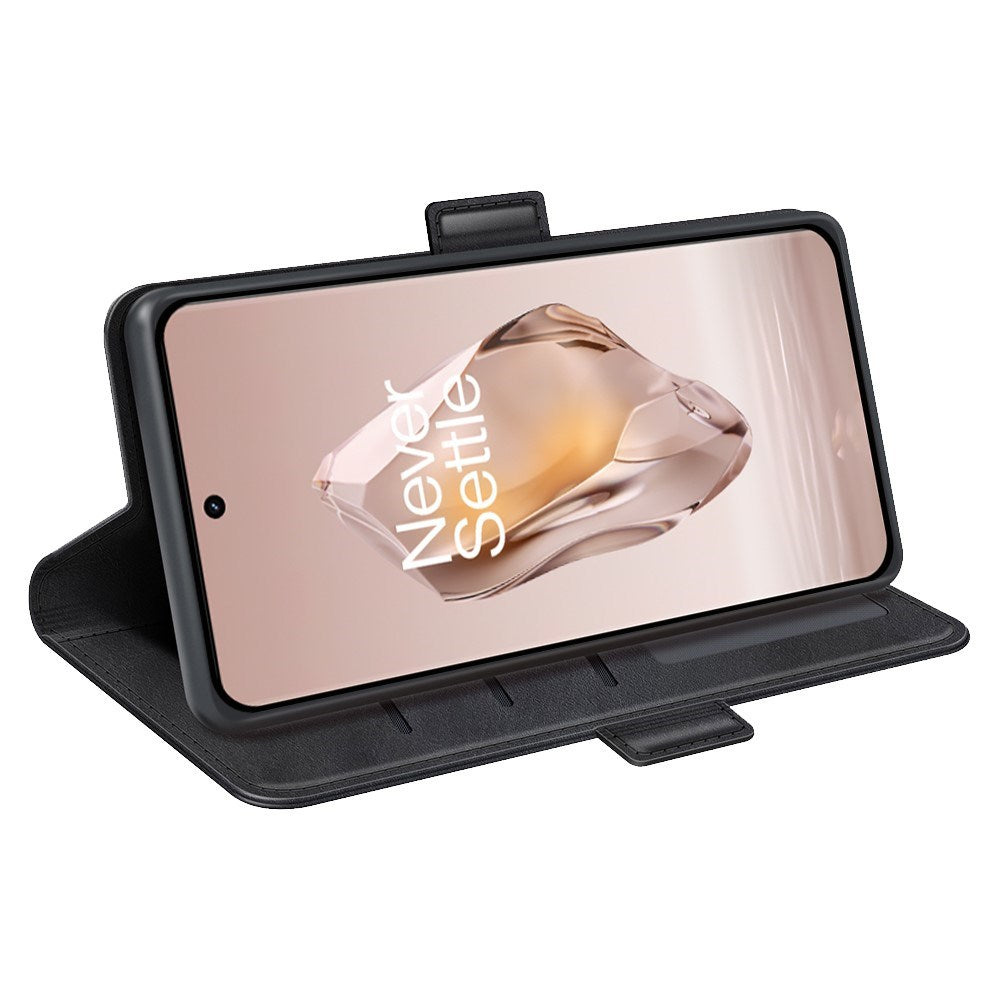 EIDERWOOD OnePlus 12R Blankt Kunstlæder Flip Cover m. Pung & Ståfunktion - Sort