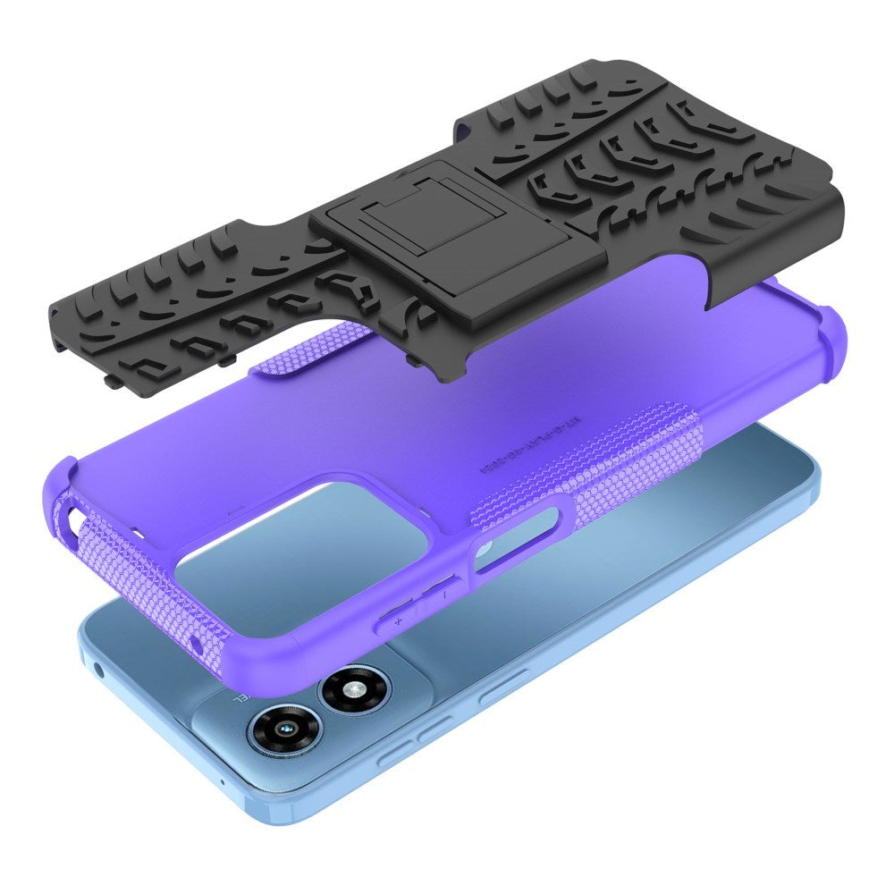 EIDERWOOD Motorola Moto G Play (2024) Hybrid Håndværker Bagside Cover m. Kickstand - Sort / Lilla