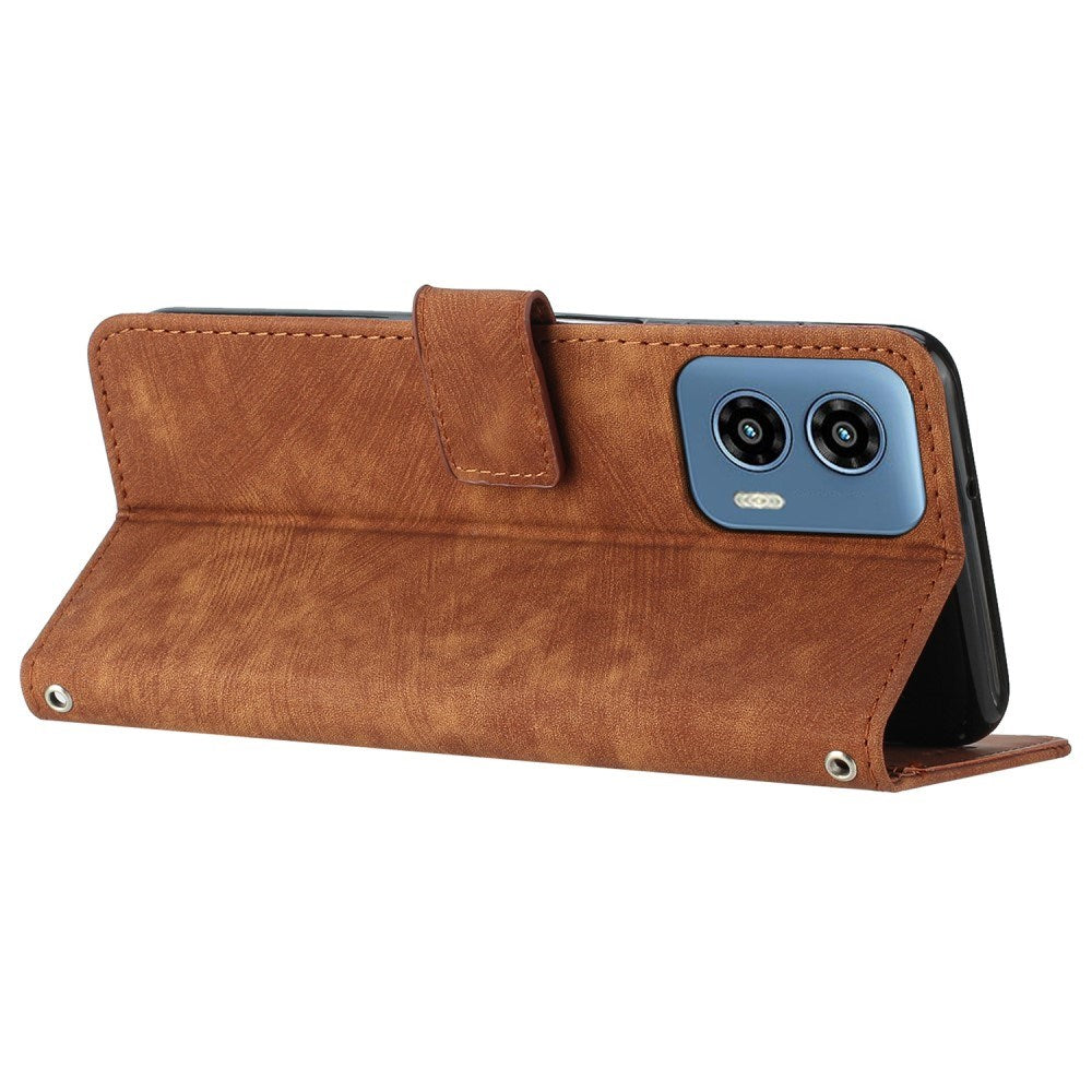 EIDERWOOD Motorola Moto G Play 5G (2024) Læder Flip Cover m. Pung og Strop - Brun
