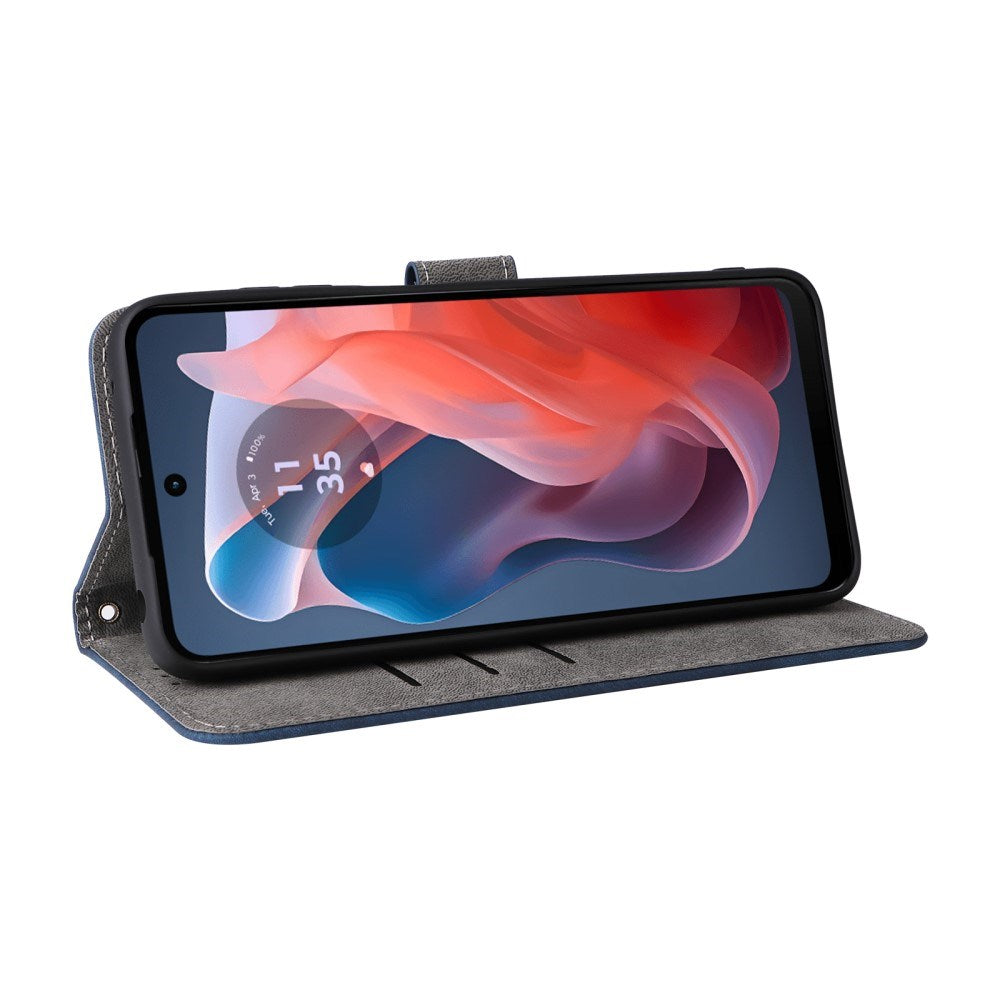 EIDERWOOD Motorola Moto G Play (2024) Læder Flip Cover m. Pung & Strop - Blå