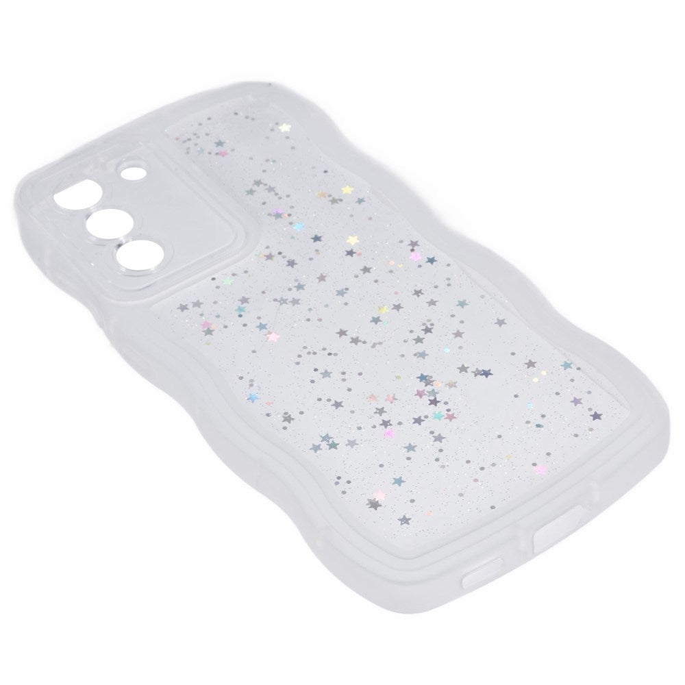Samsung Galaxy S22+ (Plus) - EIDERWOOD Fleksibelt Plastik Wavy Bagside Cover m. Glimmer - Gennemsigtig / Hvid