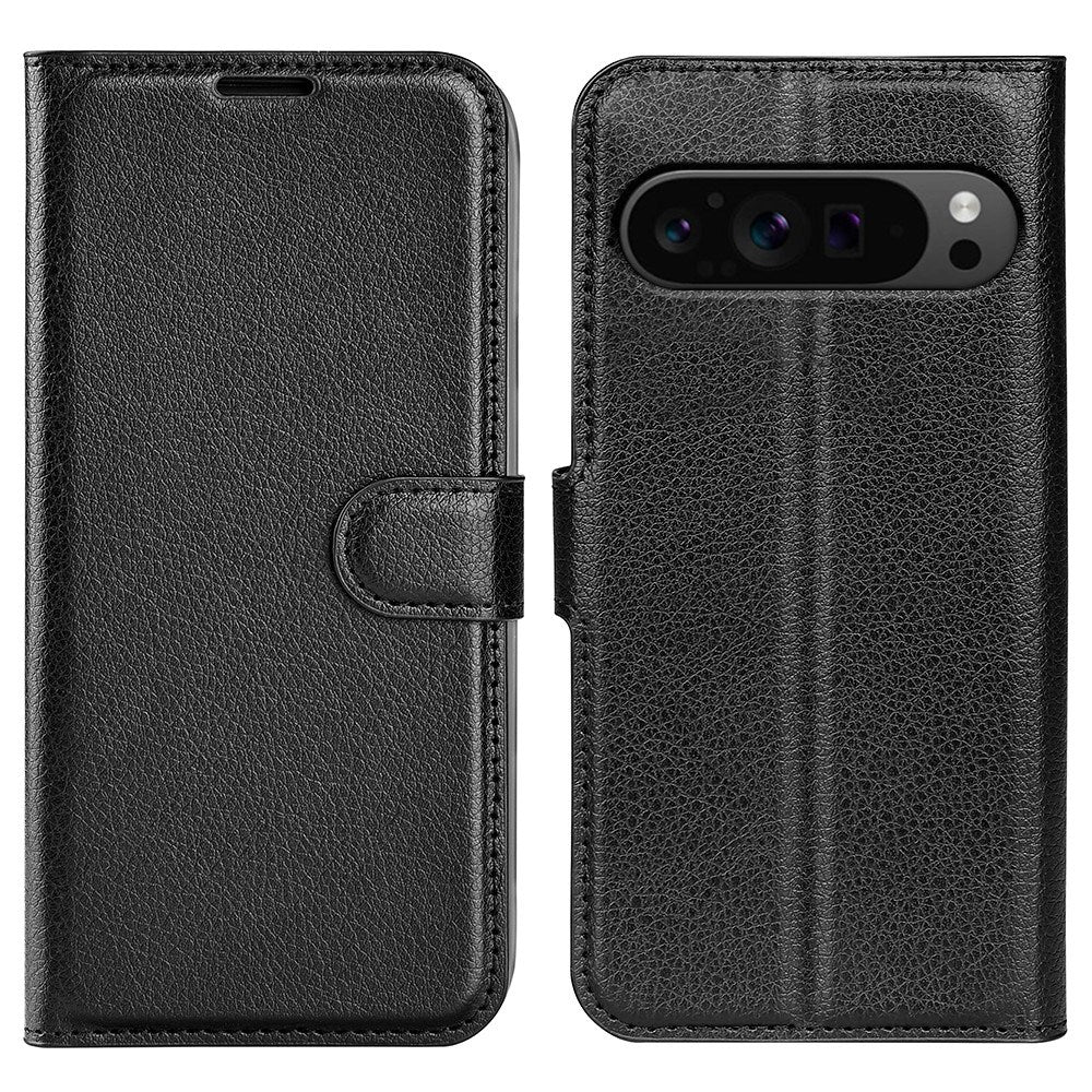 EIDERWOOD Google Pixel 9 Pro XL Litchi Læder Flip Cover m. Pung - Sort