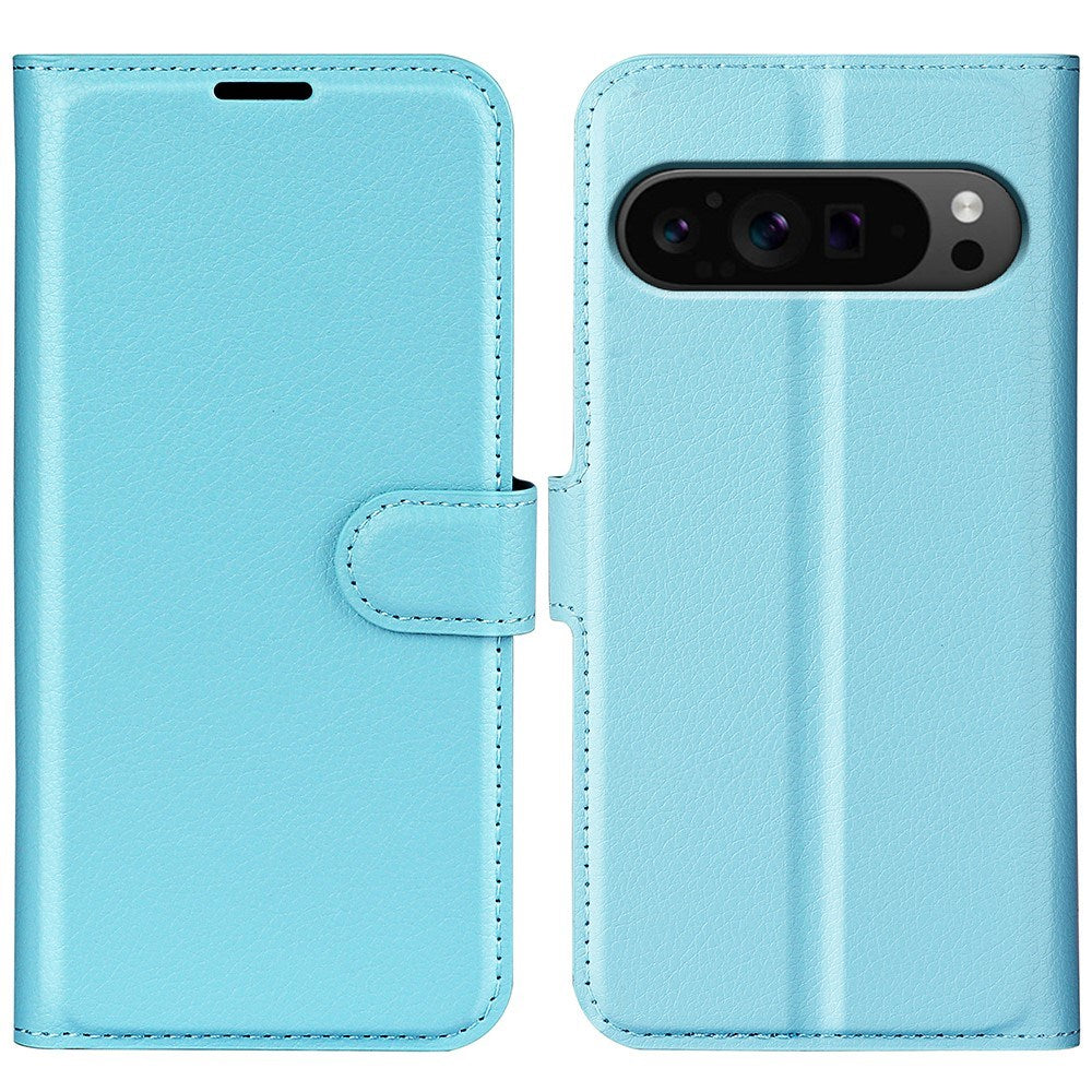 EIDERWOOD Google Pixel 9 Pro XL Litchi Læder Flip Cover m. Pung - Blå
