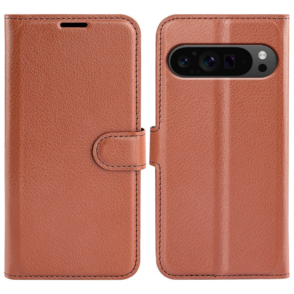 EIDERWOOD Google Pixel 9 Pro XL Litchi Læder Flip Cover m. Pung - Brun