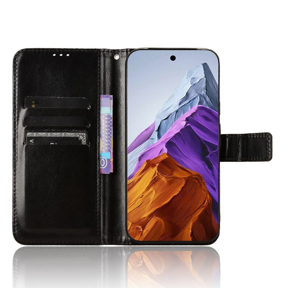 EIDERWOOD Google Pixel 9 / 9 Pro Blankt Læder Flip Cover m. Pung & Strop - Sort
