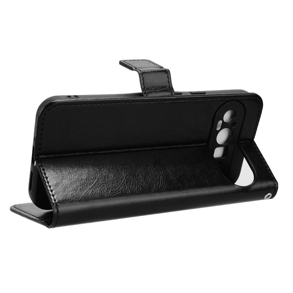 EIDERWOOD Google Pixel 9 / 9 Pro Blankt Læder Flip Cover m. Pung & Strop - Sort