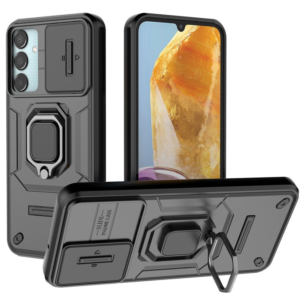EIDERWOOD Samsung Galaxy M15 (5G) Håndværker Bagside Cover m. Magnetisk Kickstand & Cam Slider - Sort