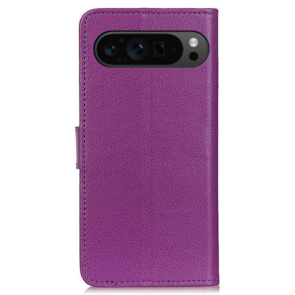 EIDERWOOD Google Pixel 10 / 10 Pro / 9 / 9 Pro Litchi Kunstlæder Cover m. Pung - Lilla