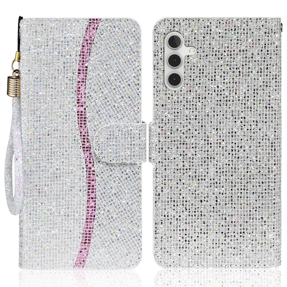 EIDERWOOD Samsung Galaxy S24 / S25 Glimmer Flip Cover - Kortholder og Ståfunktion - Sølv