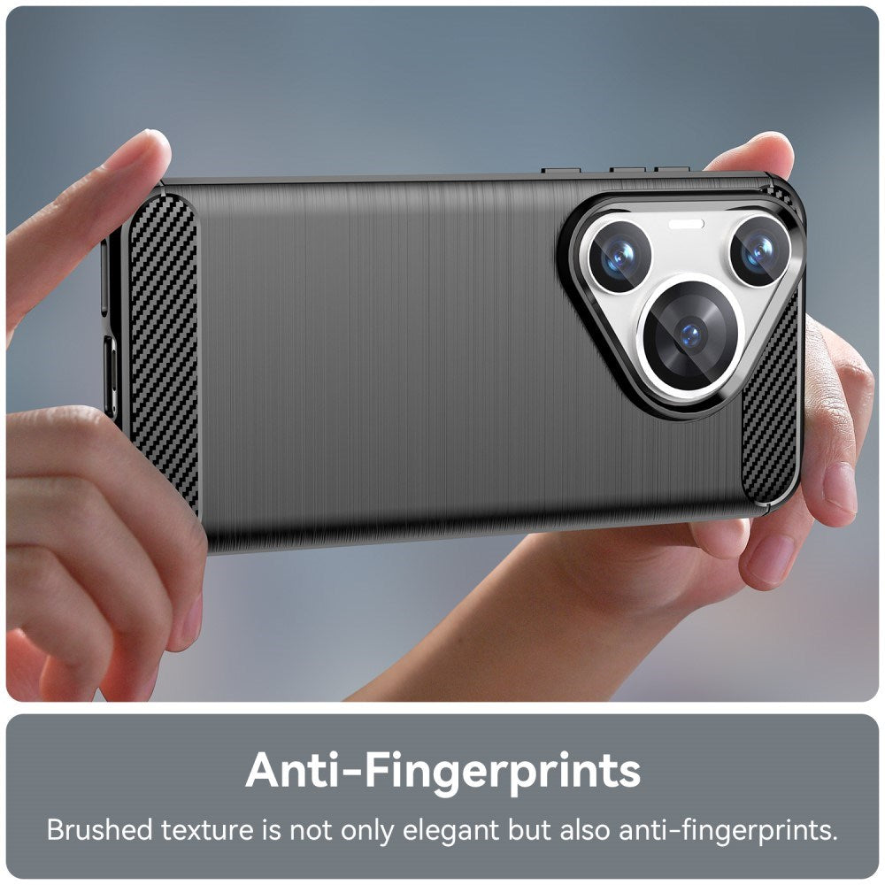 EIDERWOOD Huawei Pura 70 Pro / 70 Pro+ (Plus) Brushed Carbon Bagside Cover - Sort