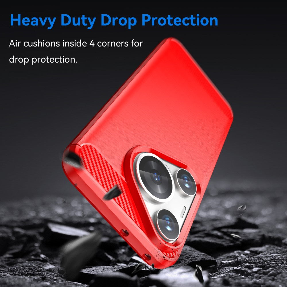 EIDERWOOD Huawei Pura 70 Pro / 70 Pro+ (Plus) Brushed Carbon Bagside Cover - Rød