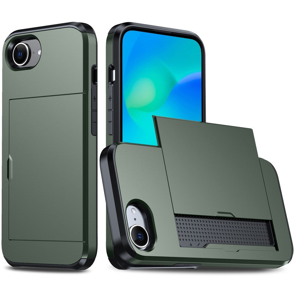 EIDERWOOD iPhone 16e Bagsidecover med Kortholder - Mørkegrøn