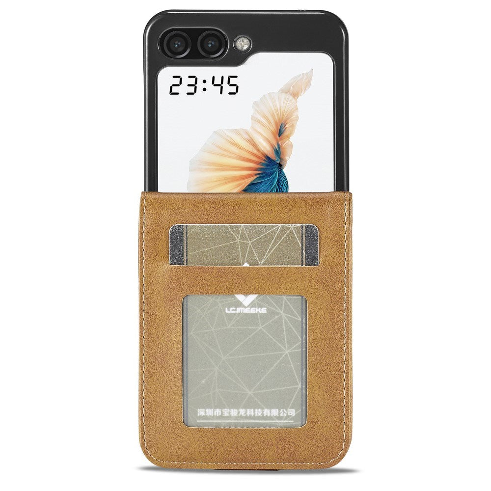 EIDERWOOD - Samsung Galaxy Z Flip7 FE / Flip6 Kunstlæder Flip Cover m. Kortholder & Ståfunktion - Lysebrun