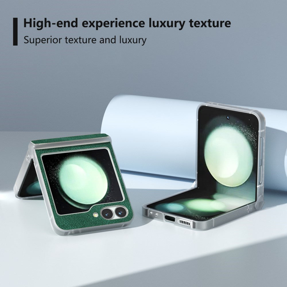 EIDERWOOD Samsung Galaxy Z Flip7 FE / Flip6 Læderbetrukket Plastik Bagside Cover - Grøn