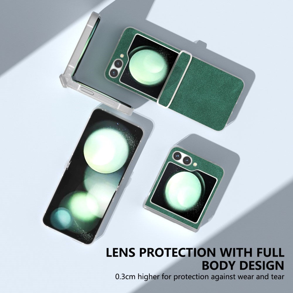 EIDERWOOD Samsung Galaxy Z Flip7 FE / Flip6 Læderbetrukket Plastik Bagside Cover - Grøn