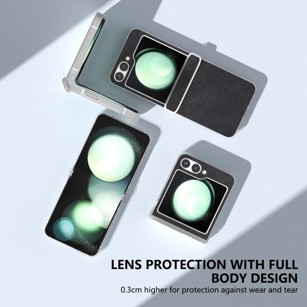 EIDERWOOD Samsung Galaxy Z Flip7 FE / Flip6 Læderbetrukket Plastik Bagside Cover - Sort