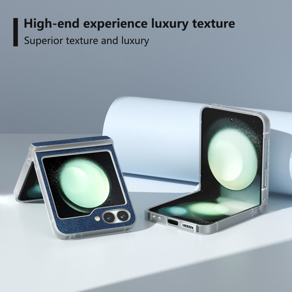 EIDERWOOD Samsung Galaxy Z Flip7 FE / Flip6 Læderbetrukket Plastik Bagside Cover - Blå