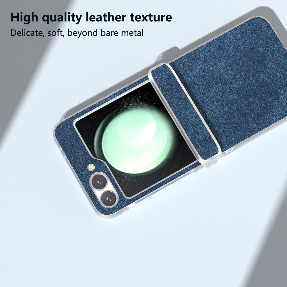 EIDERWOOD Samsung Galaxy Z Flip7 FE / Flip6 Læderbetrukket Plastik Bagside Cover - Blå