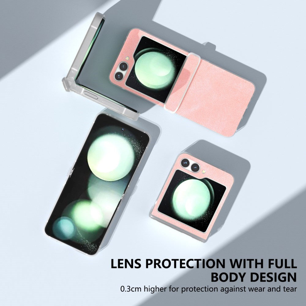 EIDERWOOD Samsung Galaxy Z Flip7 FE / Flip6 Læderbetrukket Plastik Bagside Cover - Lyserød