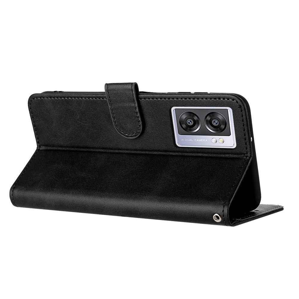 OPPO A77 (5G) / A57 / A57s EIDERWOOD Kunstlæder Cover m. Strop - Sort