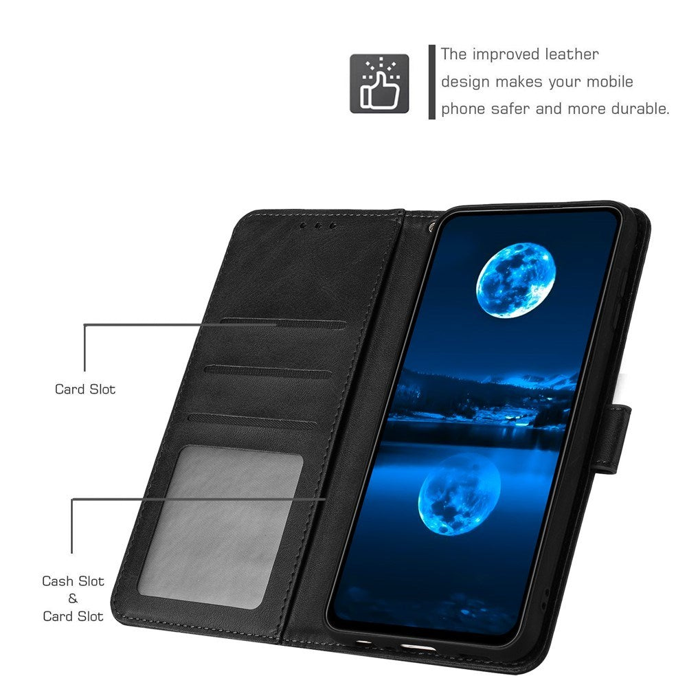 OPPO A77 (5G) / A57 / A57s EIDERWOOD Kunstlæder Cover m. Strop - Sort