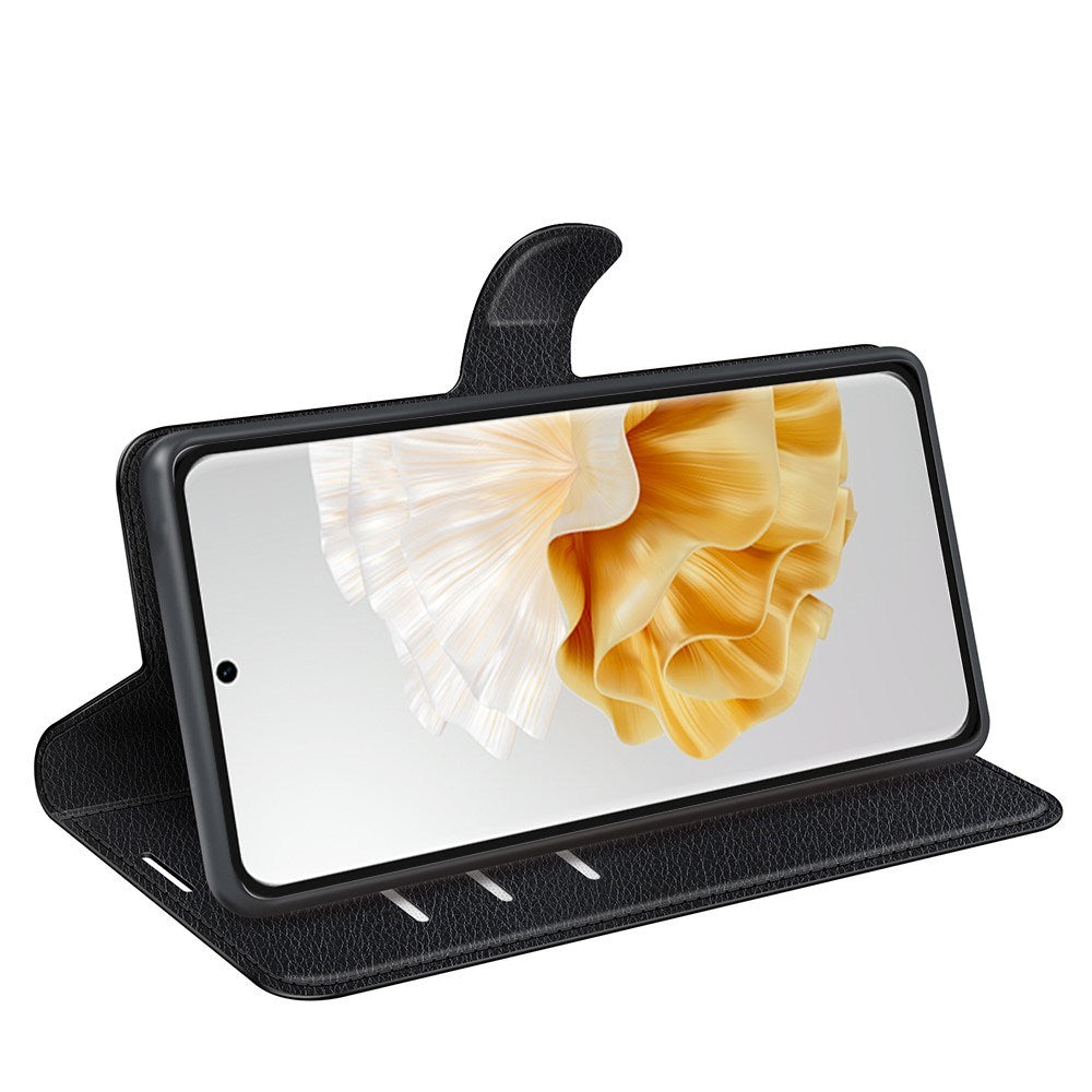 Huawei Pura 70 - EIDERWOOD Kunstlæder Flip Cover m. Kortholder & Ståfunktion - Sort